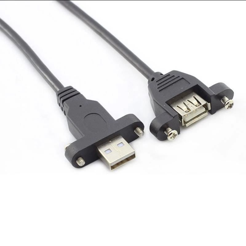 Screw lock USB 2.0 A male to Panel Mount Female Cable Screw lock USB 2.0 A male to Panel Mount Female Cable
